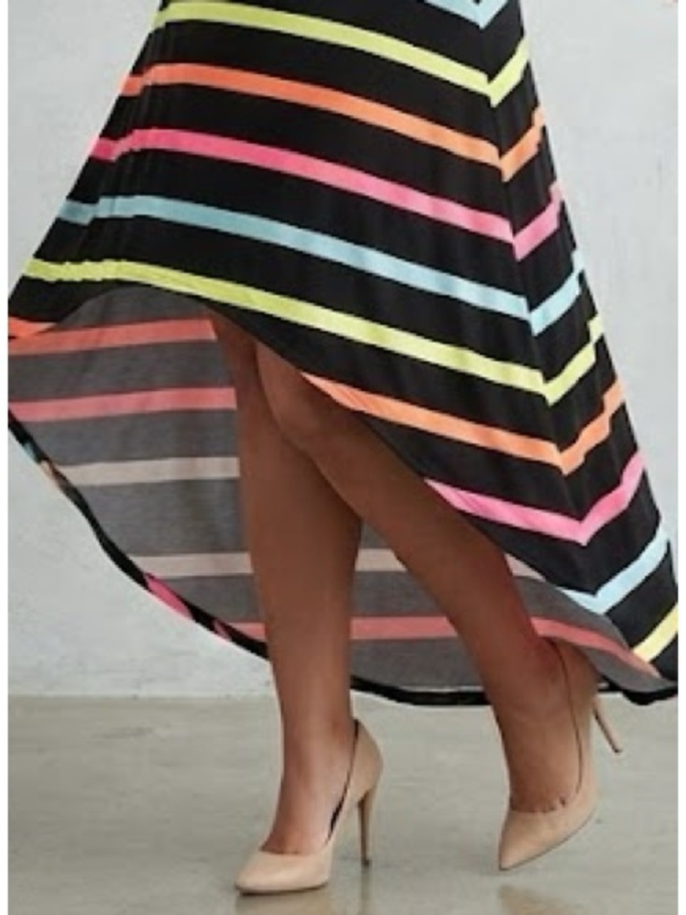 🔥Rainbiw Strrio -High Low Maxi Dress Neon Multicolour 🌈 Women’ Sleeveless